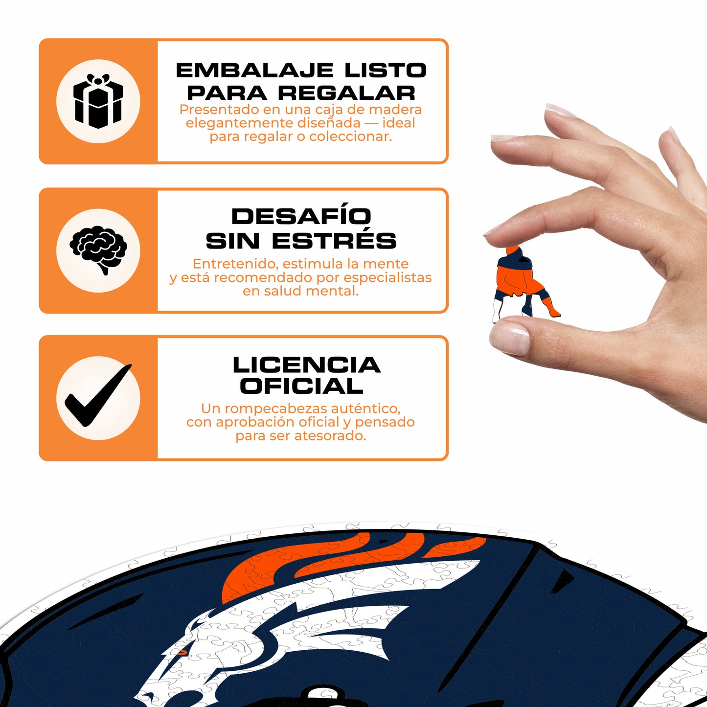 Denver Broncos™ Casco - Rompecabezas de Madera