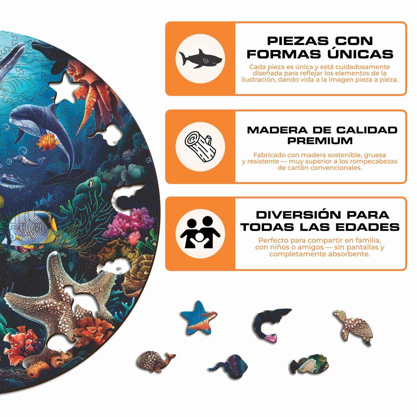 Animales Marinos - Rompecabezas de Madera