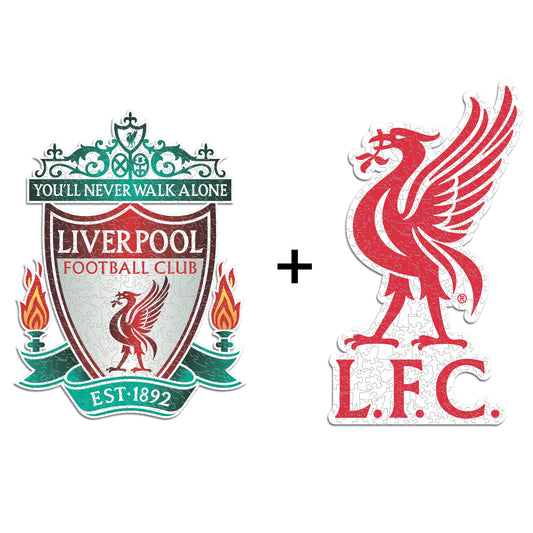 2 PACK Liverpool FC® Escudo + Liver Bird - Rompecabezas de Madera