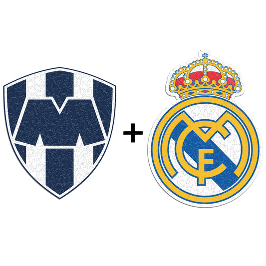 2 PACKClub de Futbol Monterrey® Escudo + Real Madrid CF® Escudo