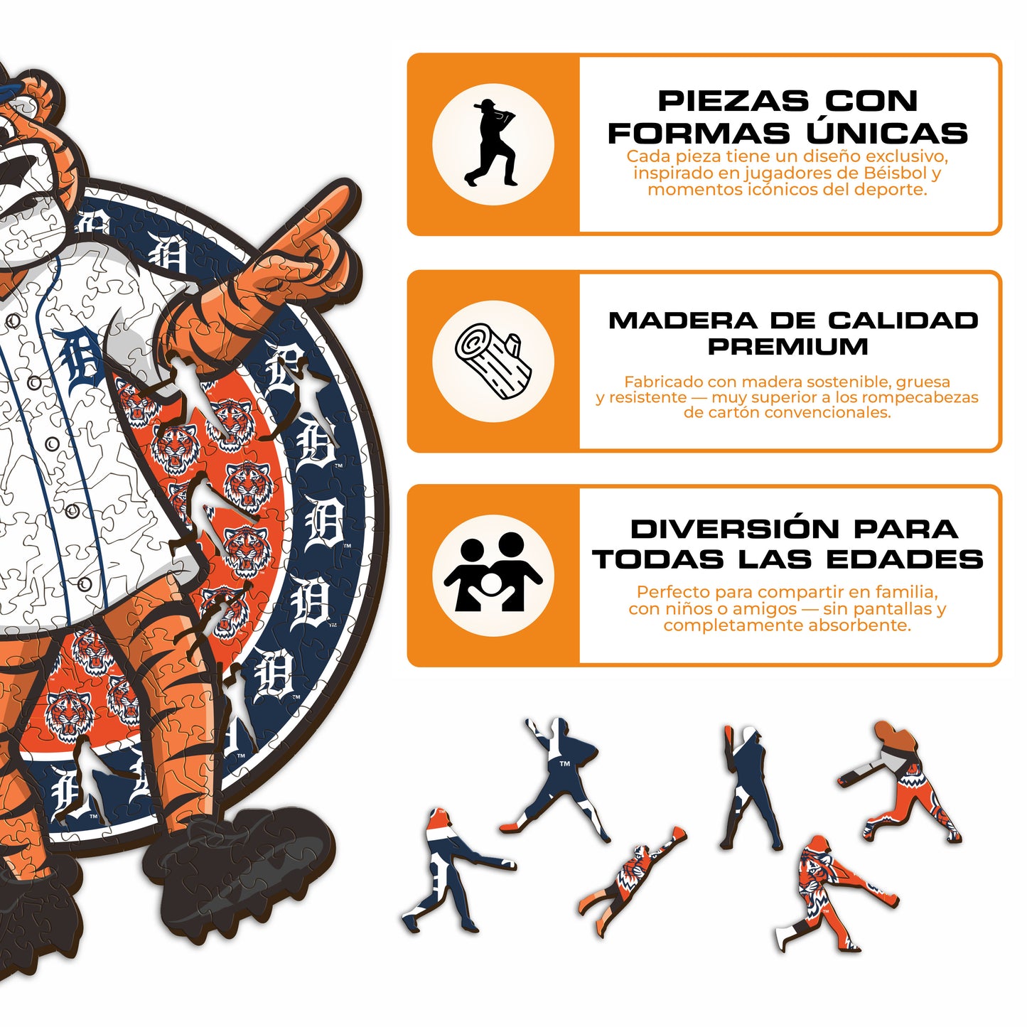 Detroit Tigers™ Mascota - Rompecabezas de Madera