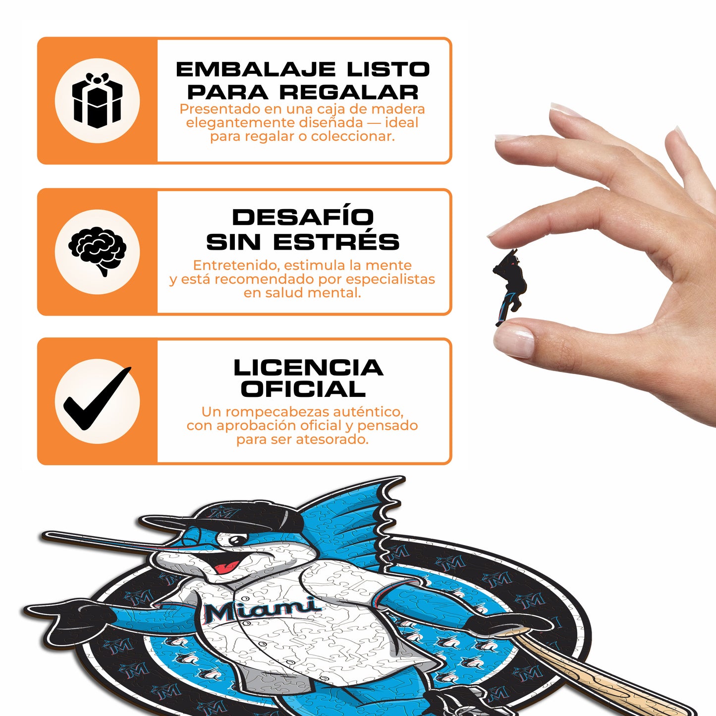 Miami Marlins™ Mascota - Rompecabezas de Madera