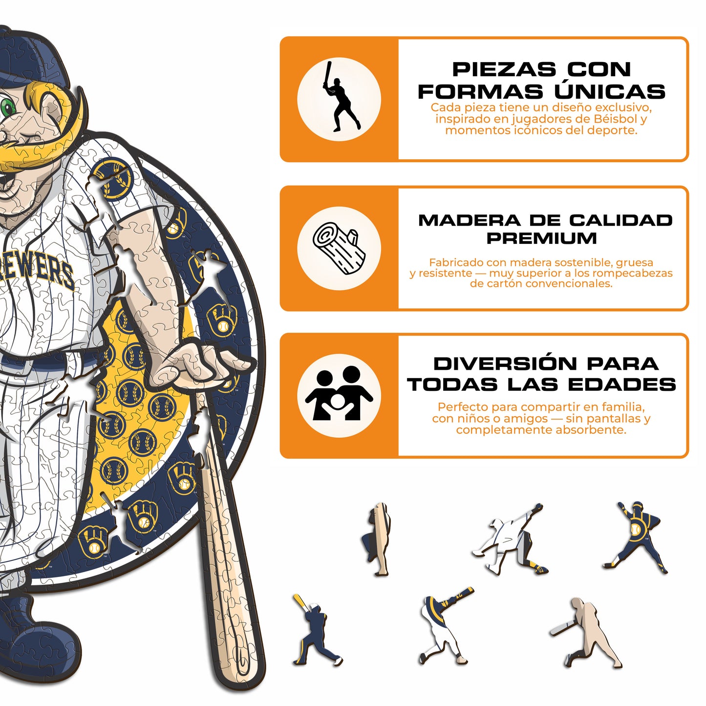 Milwaukee Brewers™ Mascota - Rompecabezas de Madera
