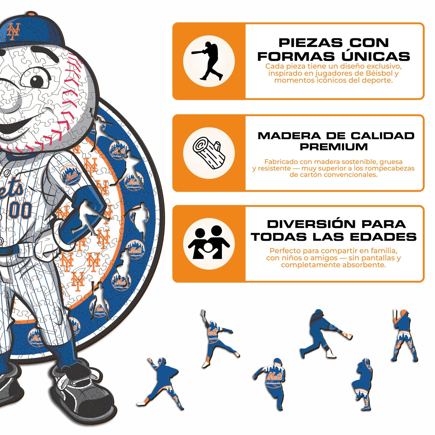 New York Mets™ Mascota - Rompecabezas de Madera