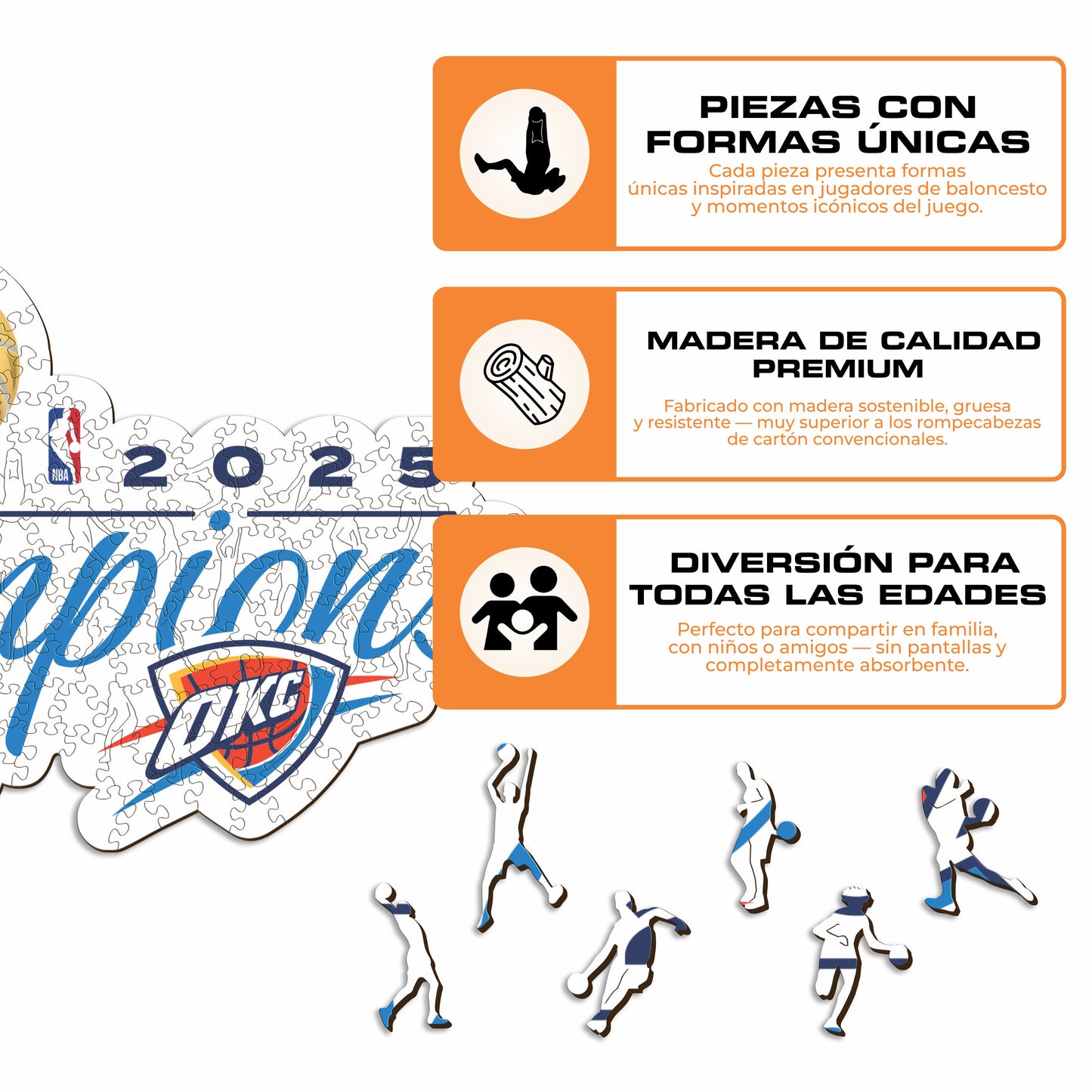 Oklahoma City Thunder™ 2025 NBA Champions - Rompecabezas de Madera