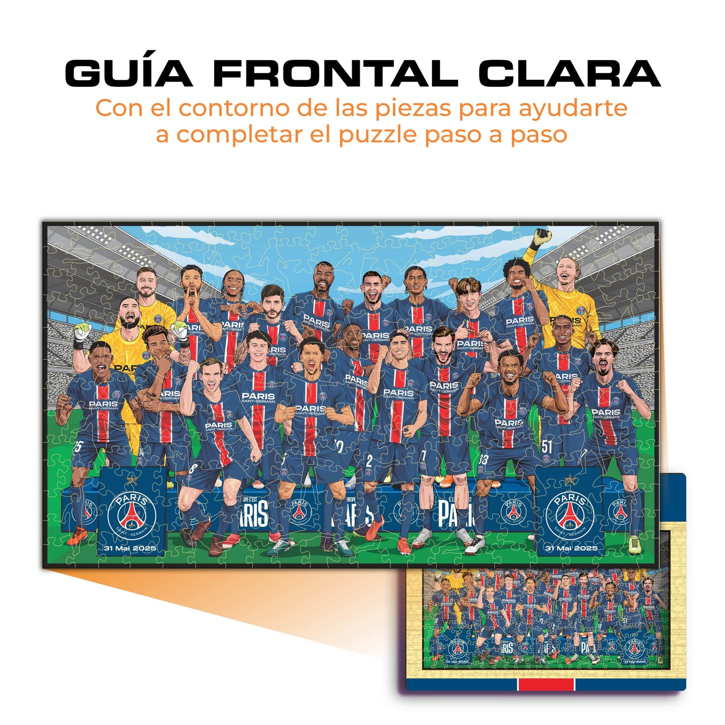 PSG FC® 2024/25 Equipo 'Ganadores del Triplete' - Rompecabezas de Madera