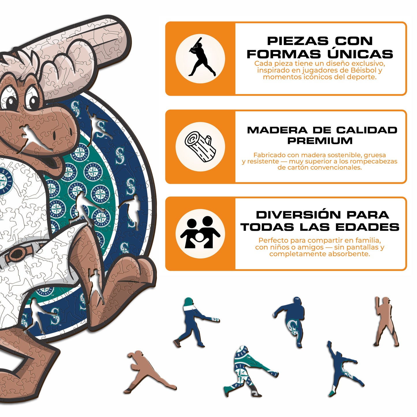 Seattle Mariners™ Mascota - Rompecabezas de Madera