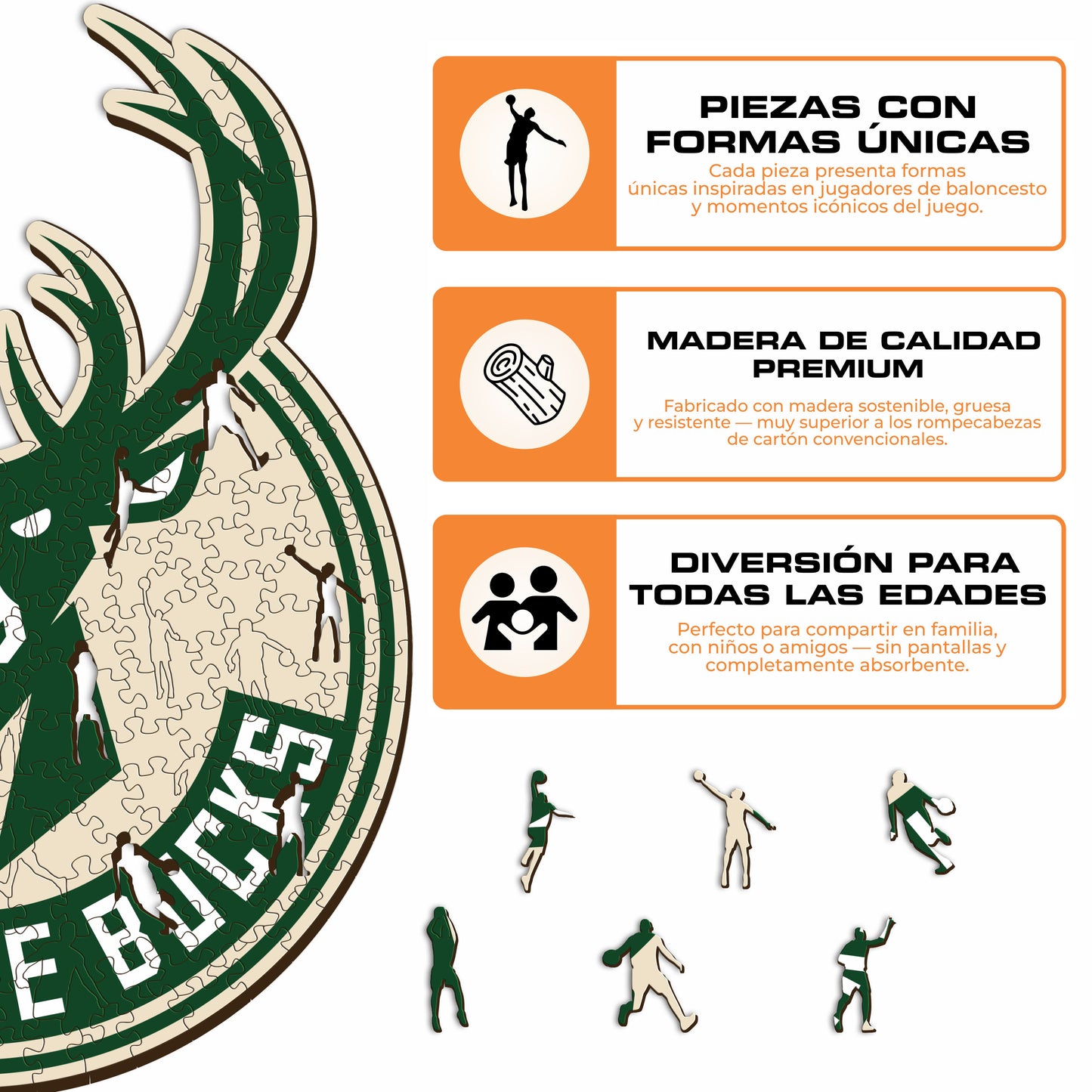 Milwaukee Bucks™ - Rompecabezas de Madera