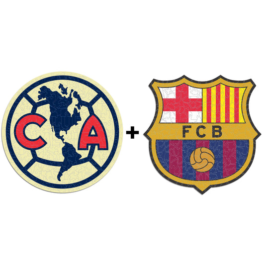 2 PACK Club América® Escudo + FC Barcelona® Escudo