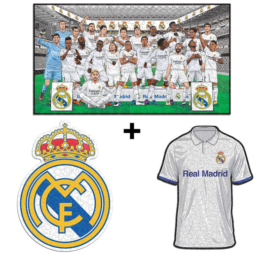 3 PACK Real Madrid CF® Escudo + Equipo + Jersey
