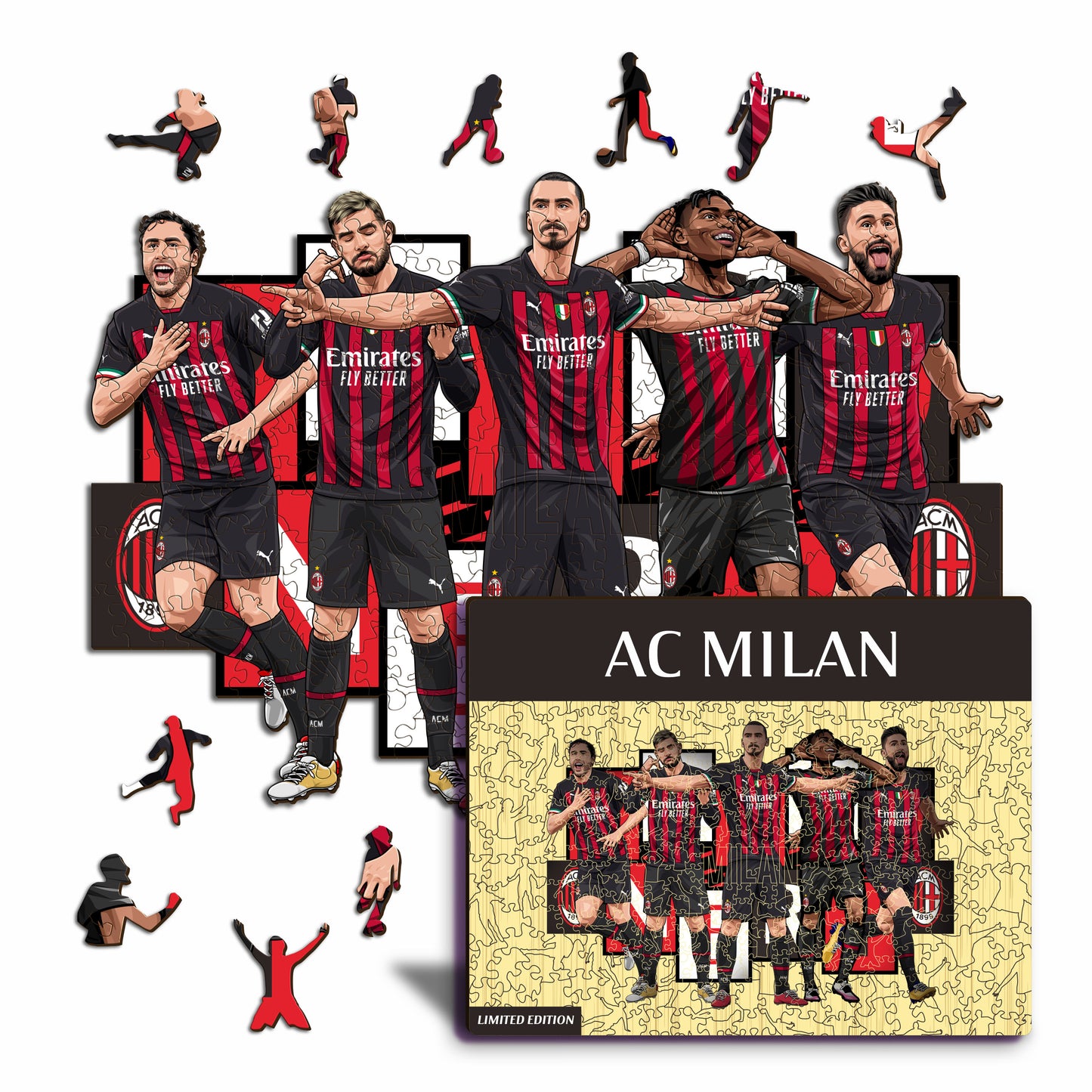 5 Jugadores AC Milan® - Rompecabezas de Madera
