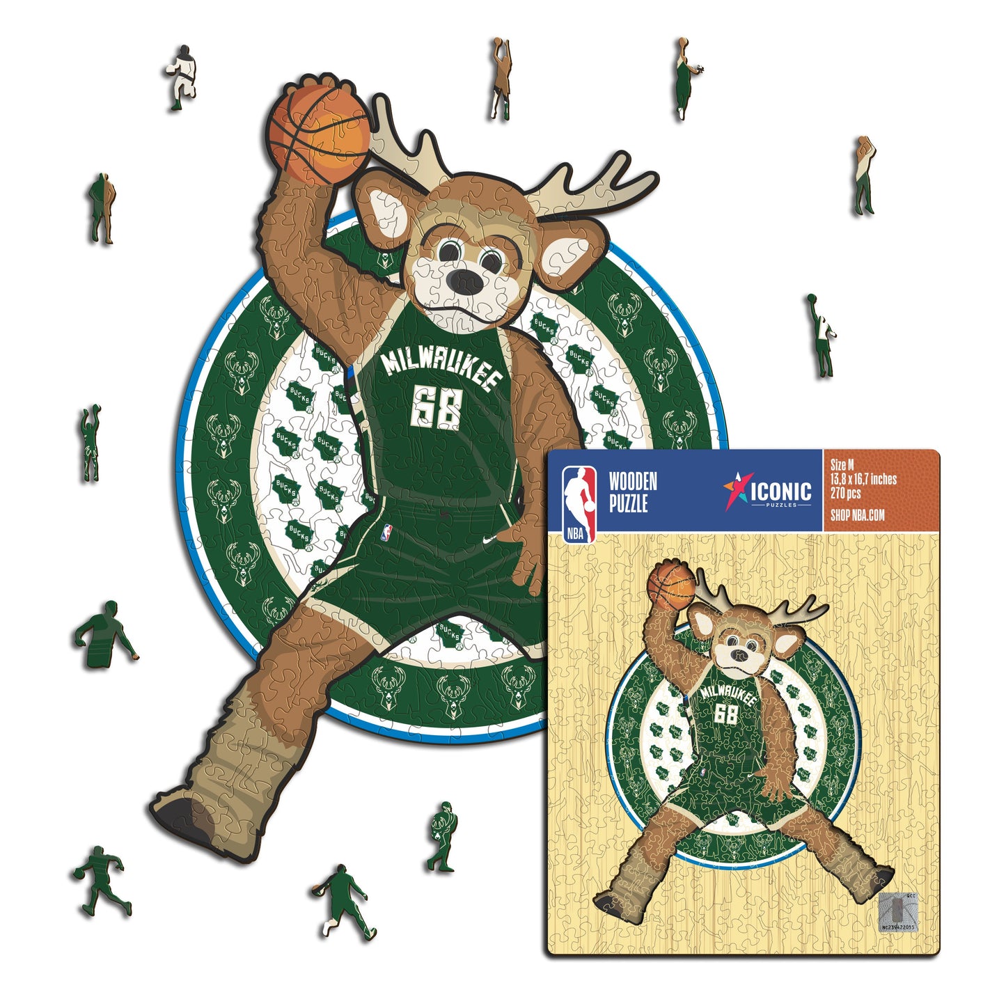 Milwaukee Bucks™ Mascota Rompecabezas de Madera