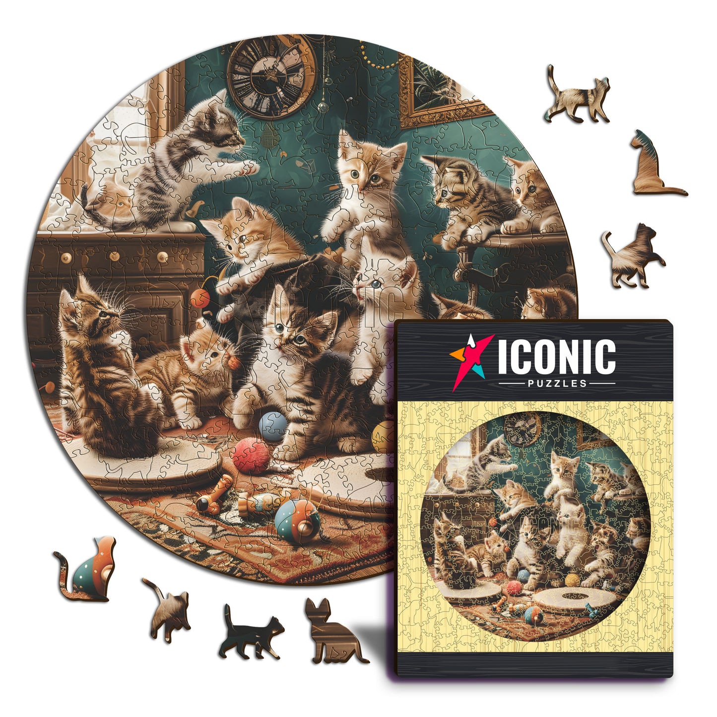 Gatitos Juguetones - Rompecabezas de Madera