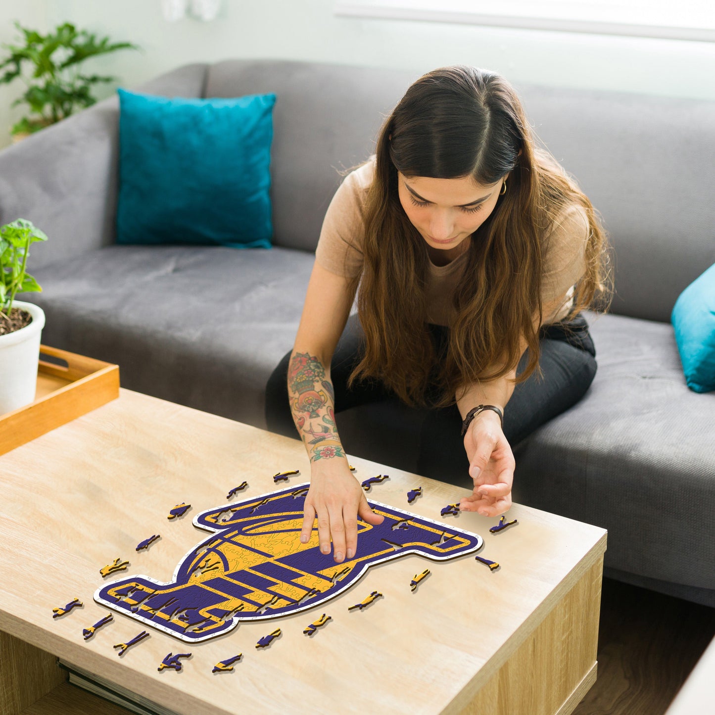 Los Angeles Lakers™ Logo Rompecabezas de Madera
