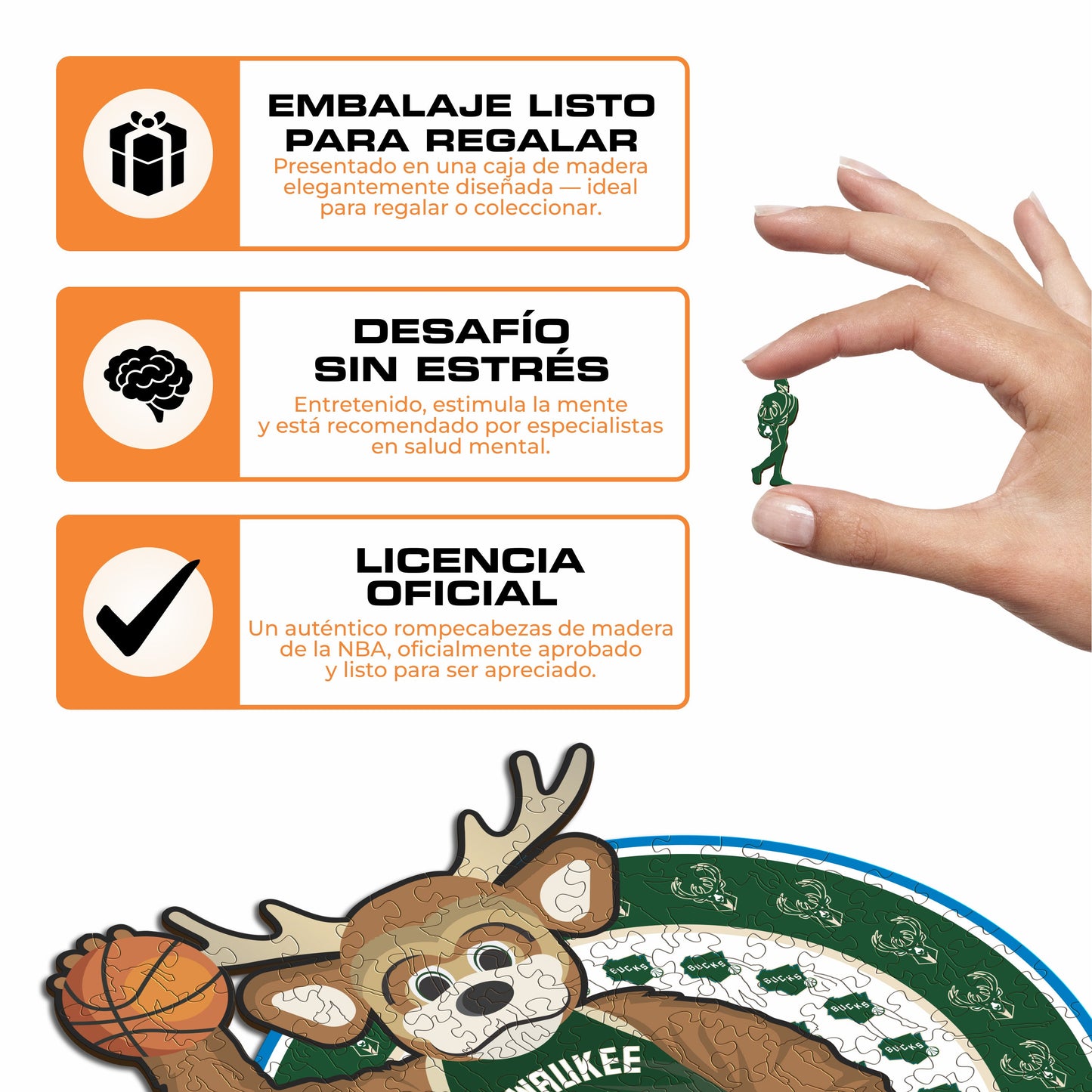 Milwaukee Bucks™ Mascota Rompecabezas de Madera