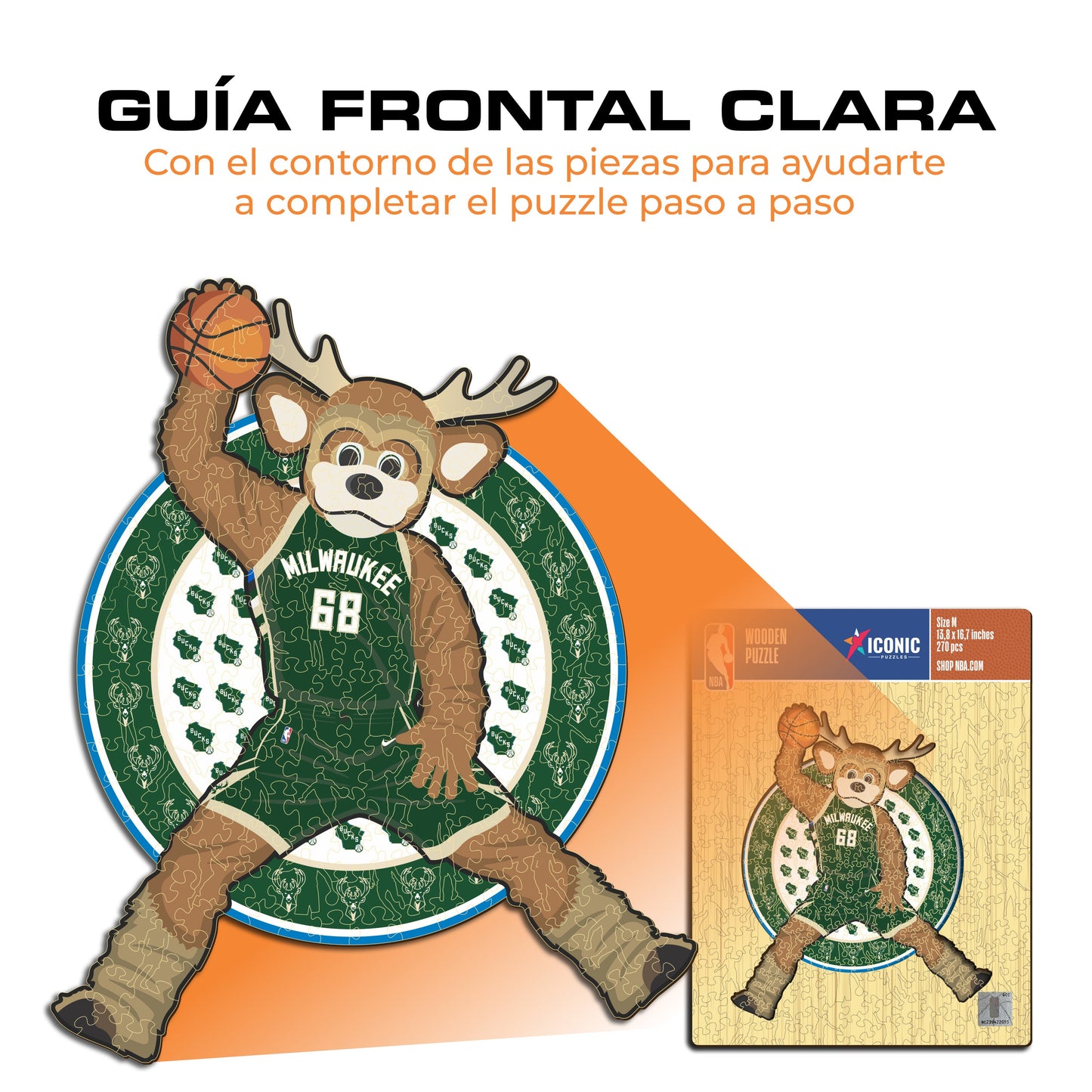 Milwaukee Bucks™ Mascota Rompecabezas de Madera