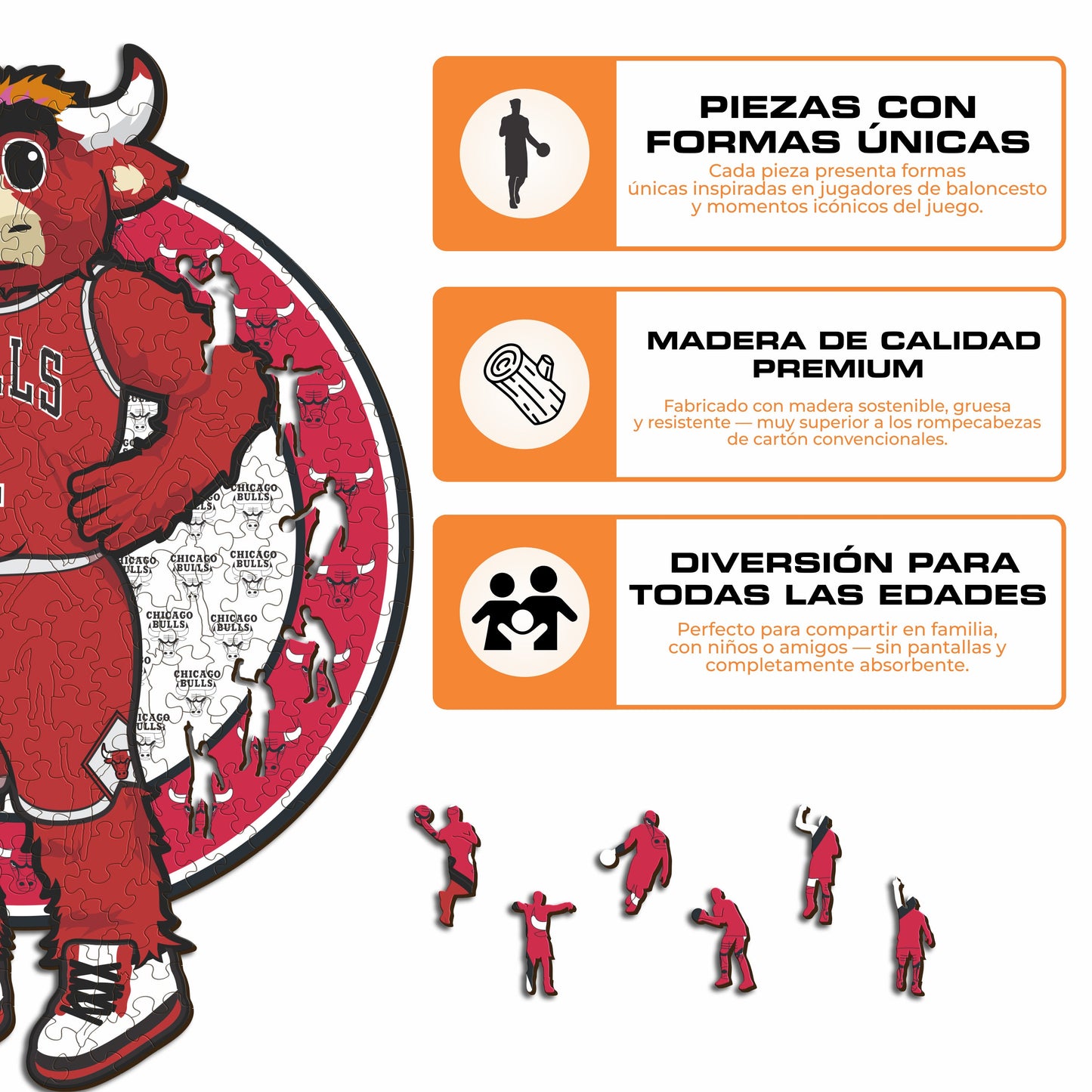 Chicago Bulls™ Mascota - Rompecabezas de Madera