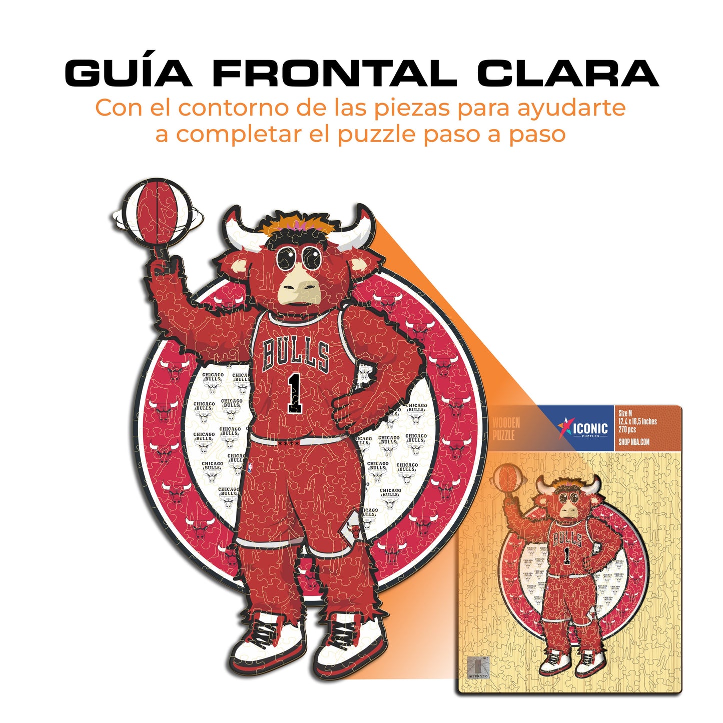 Chicago Bulls™ Mascota - Rompecabezas de Madera