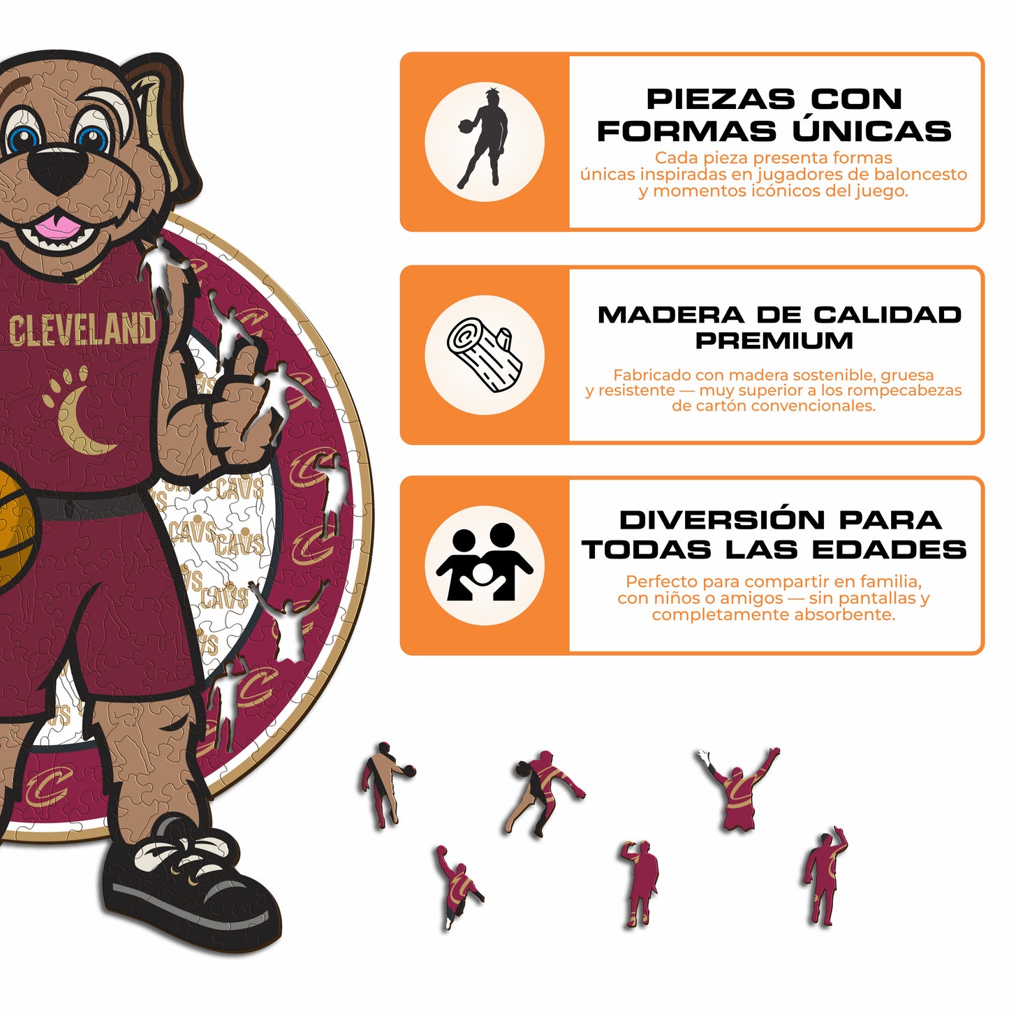 Cleveland Cavaliers™ Mascota Rompecabezas de Madera