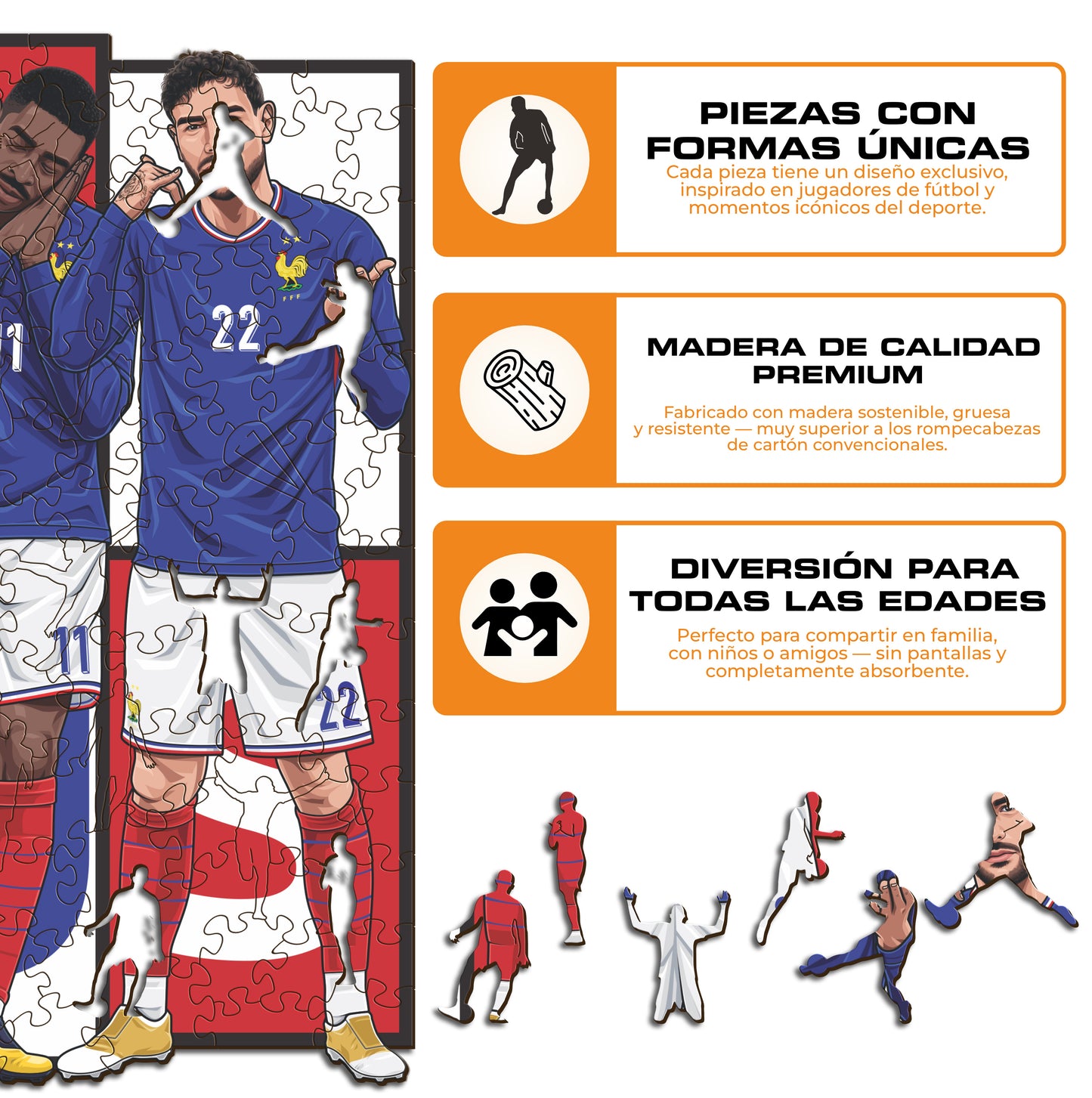 Selección Francesa® 6 Jugadores - Rompecabezas de Madera