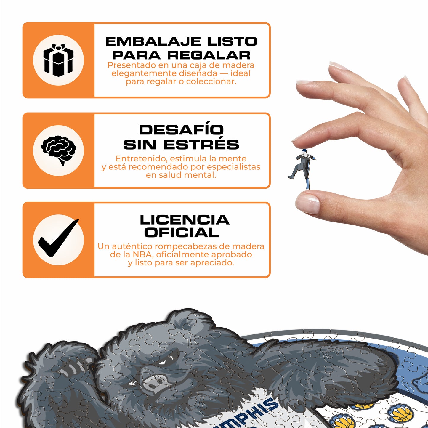 Memphis Grizzlies™ Mascota Rompecabezas de Madera