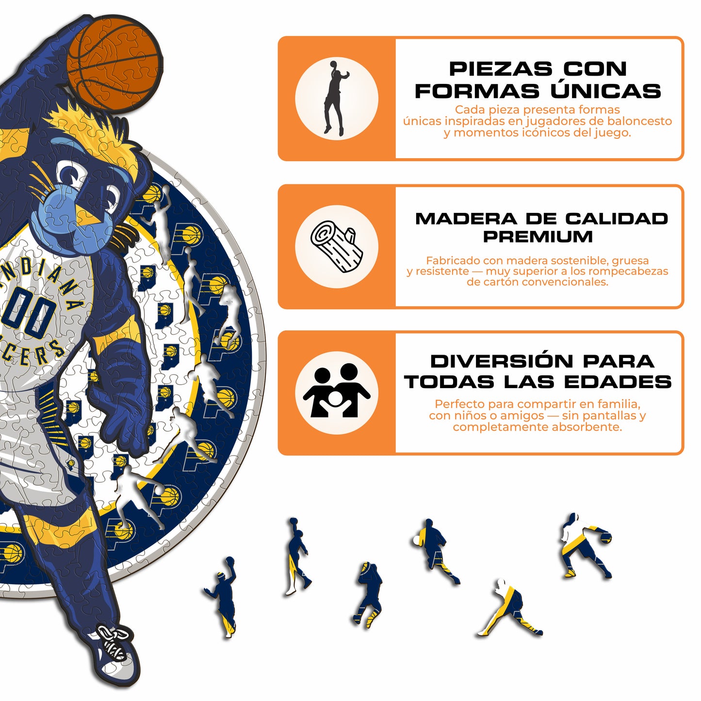 Indiana Pacers™ Mascota Rompecabezas de Madera