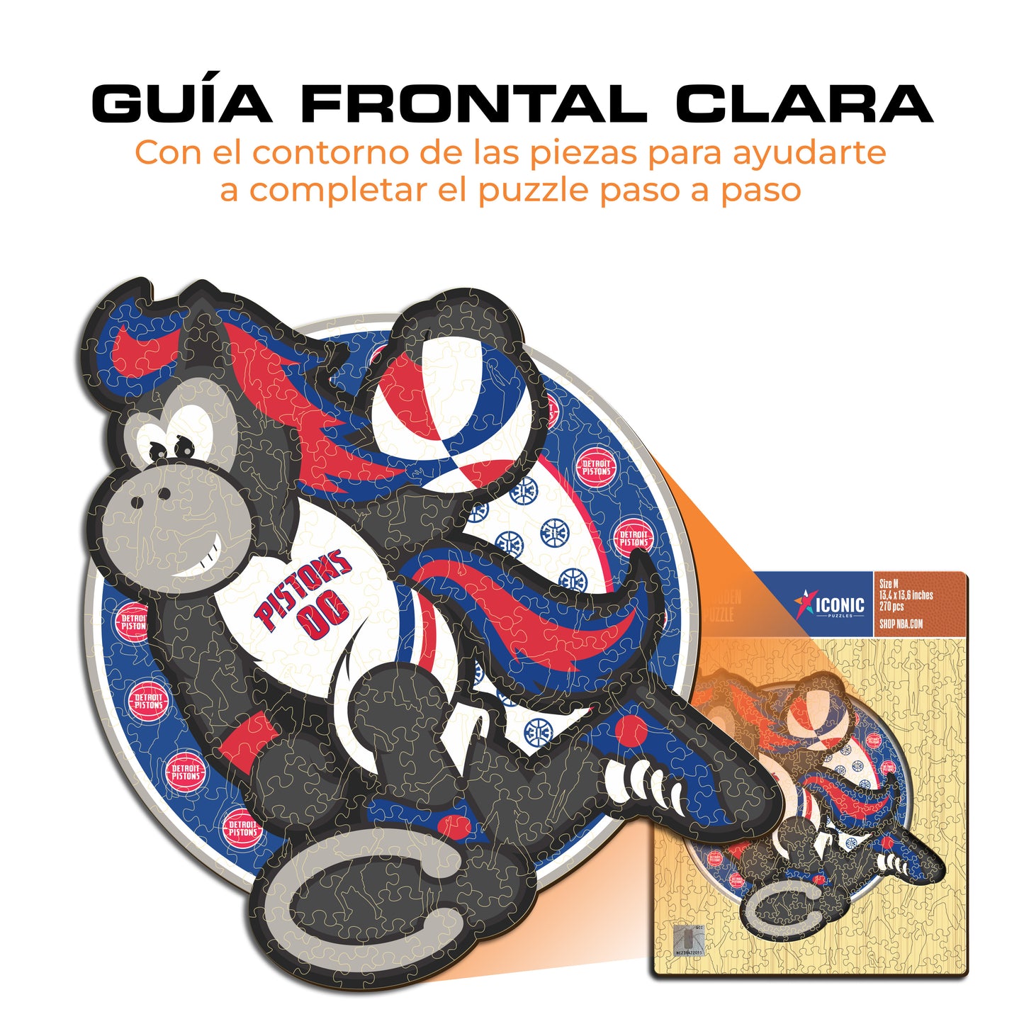 Detroit Pistons™ Mascota Rompecabezas de Madera