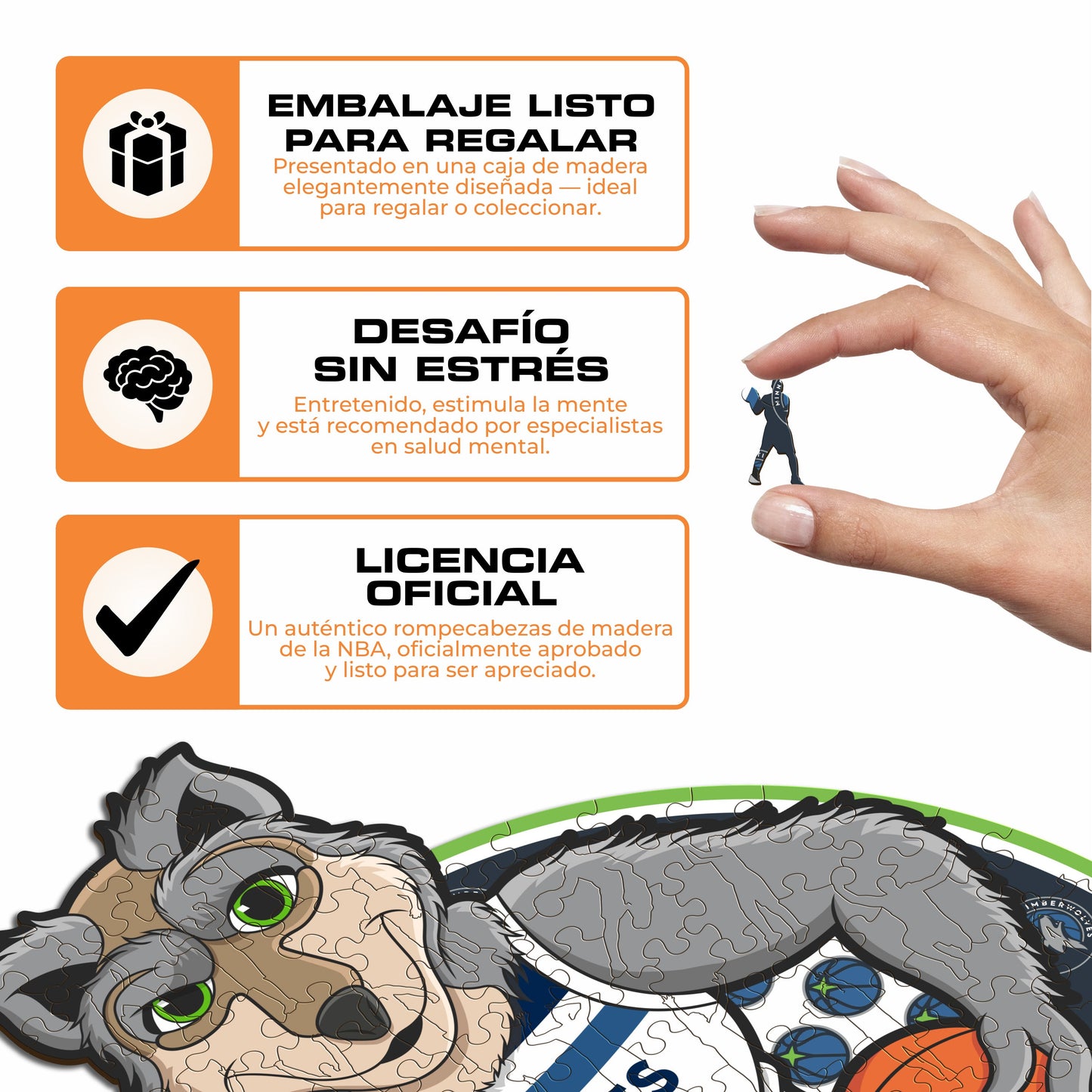 Minnesota Timberwolves™ Mascota Rompecabezas de Madera