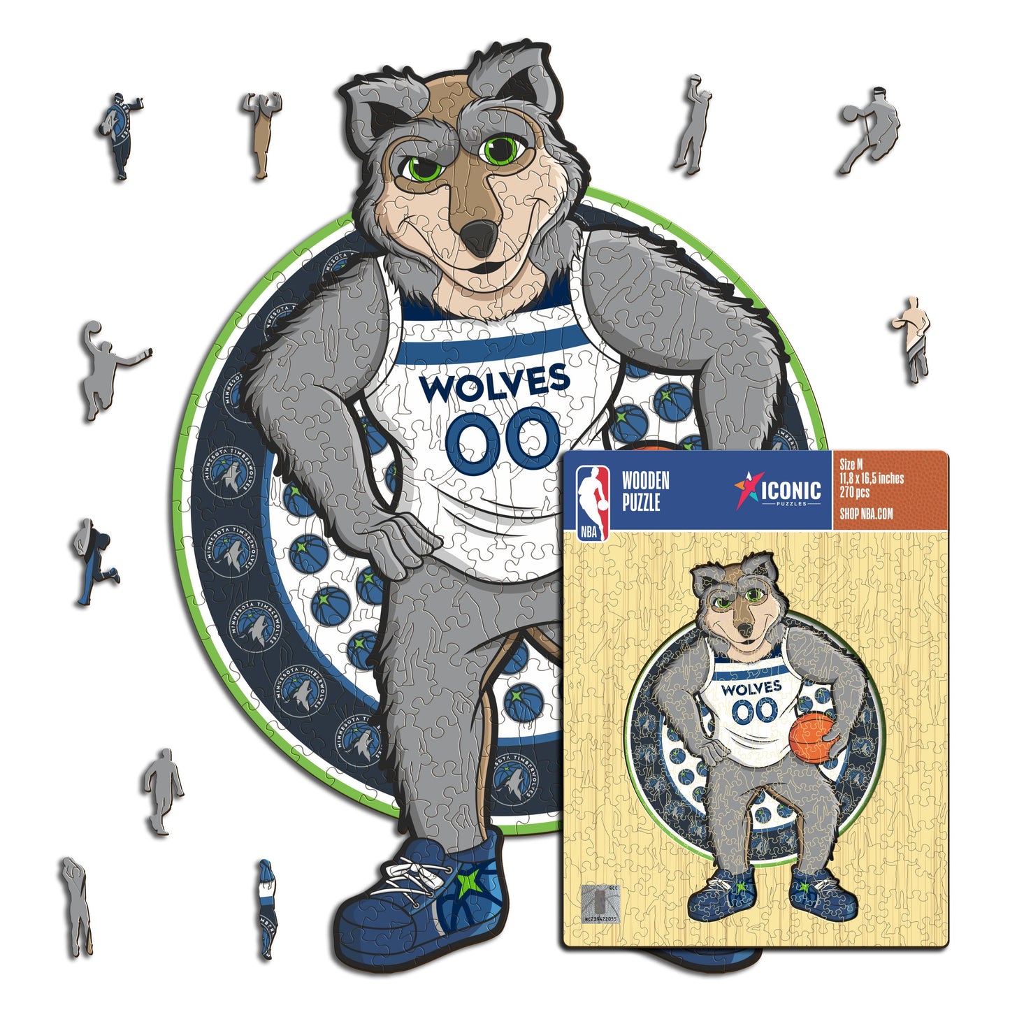 Minnesota Timberwolves™ Mascota Rompecabezas de Madera