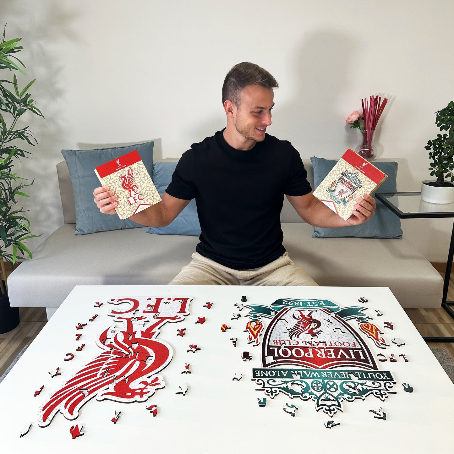 2 PACK Liverpool FC® Escudo + Liver Bird - Rompecabezas de Madera