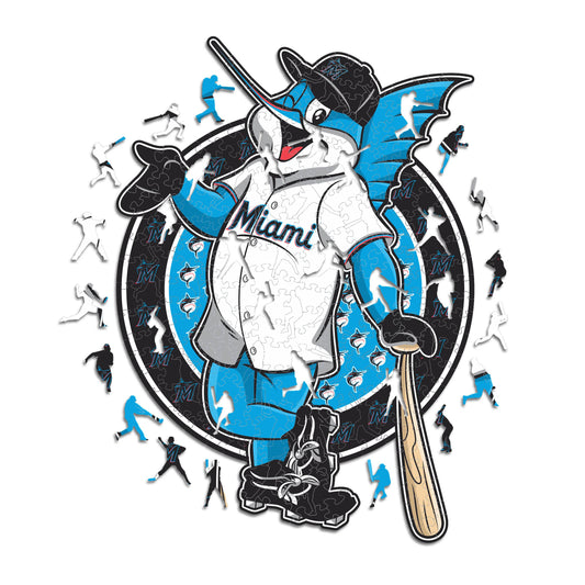 Miami Marlins™ Mascota - Rompecabezas de Madera