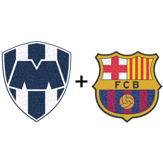 2 PACK Club de Futbol Monterrey® Escudo + FC Barcelona® Escudo