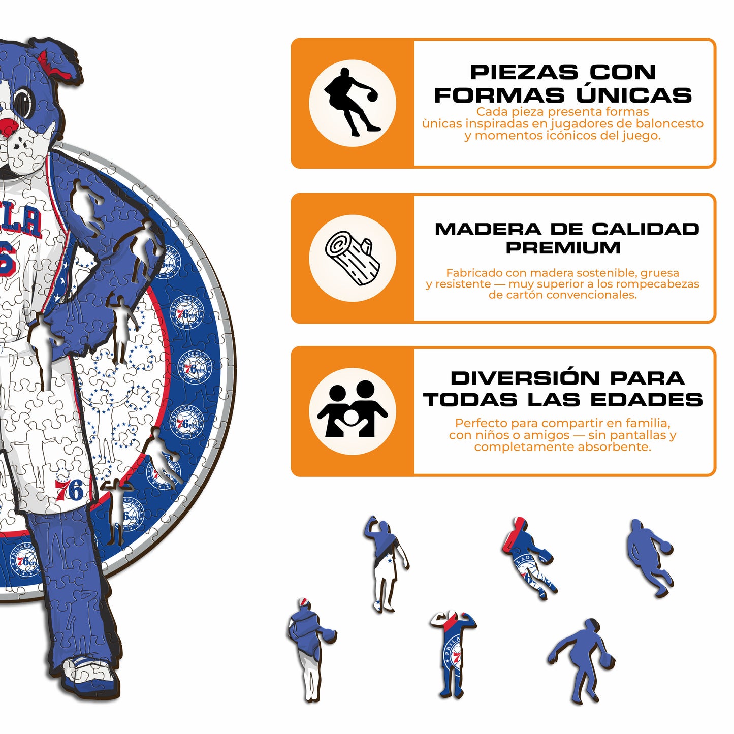 Philadelphia 76ers™ Mascota Rompecabezas de Madera