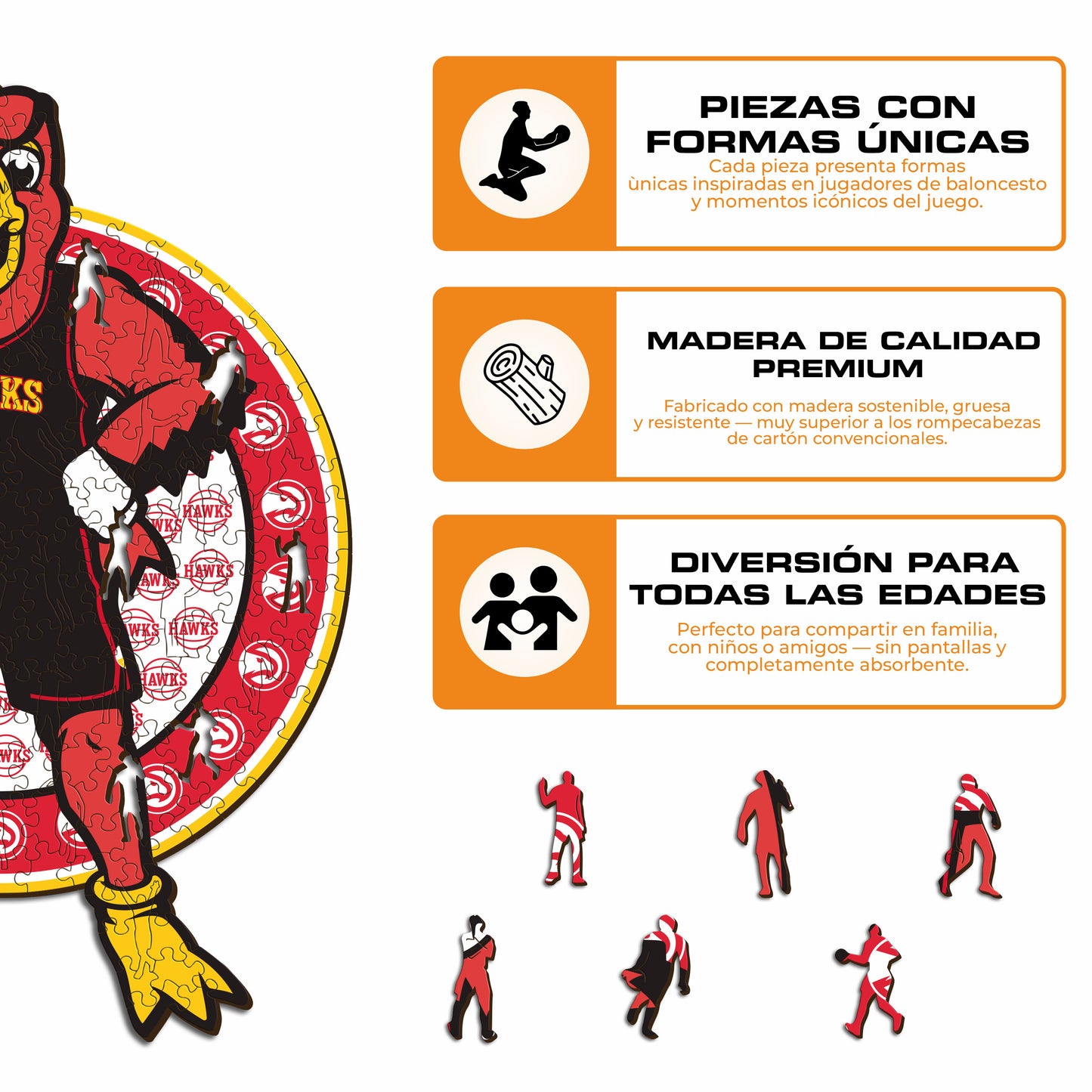 Atlanta Hawks™ Mascota Rompecabezas de Madera