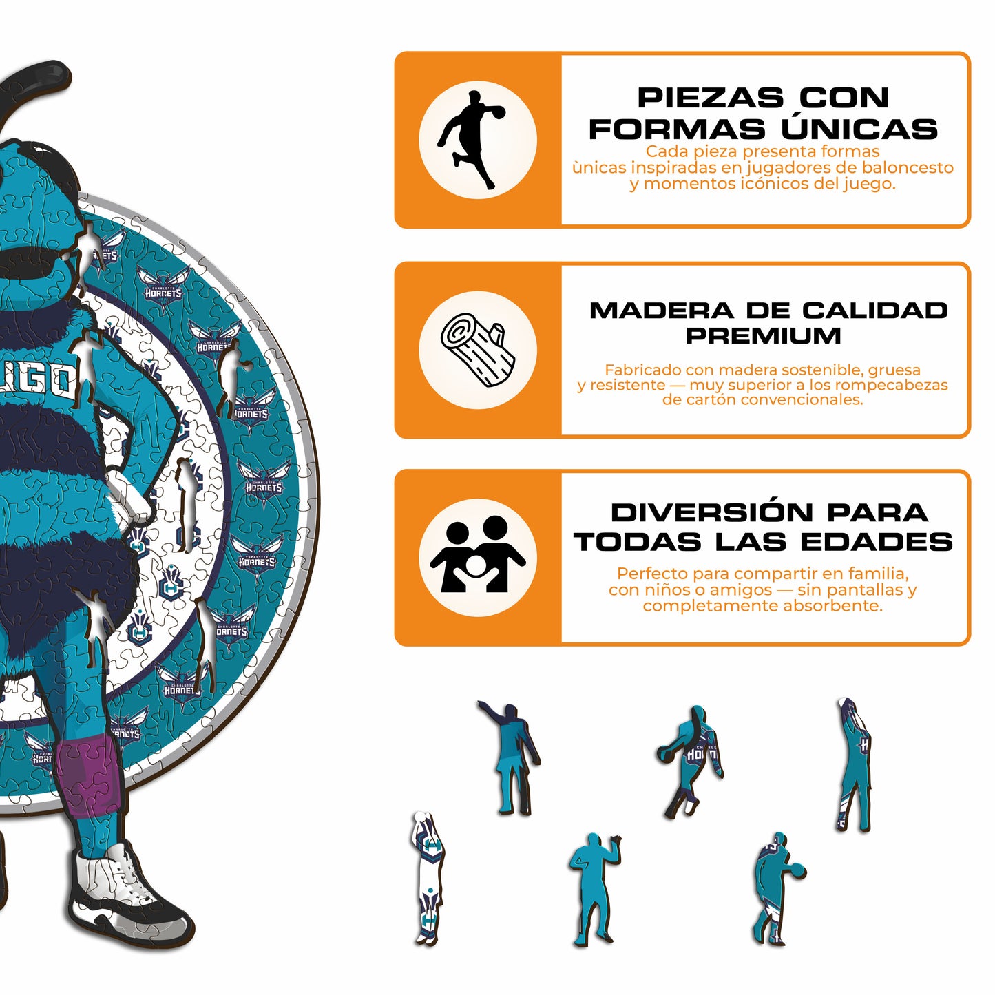 Charlotte Hornets™ Mascota Rompecabezas de Madera