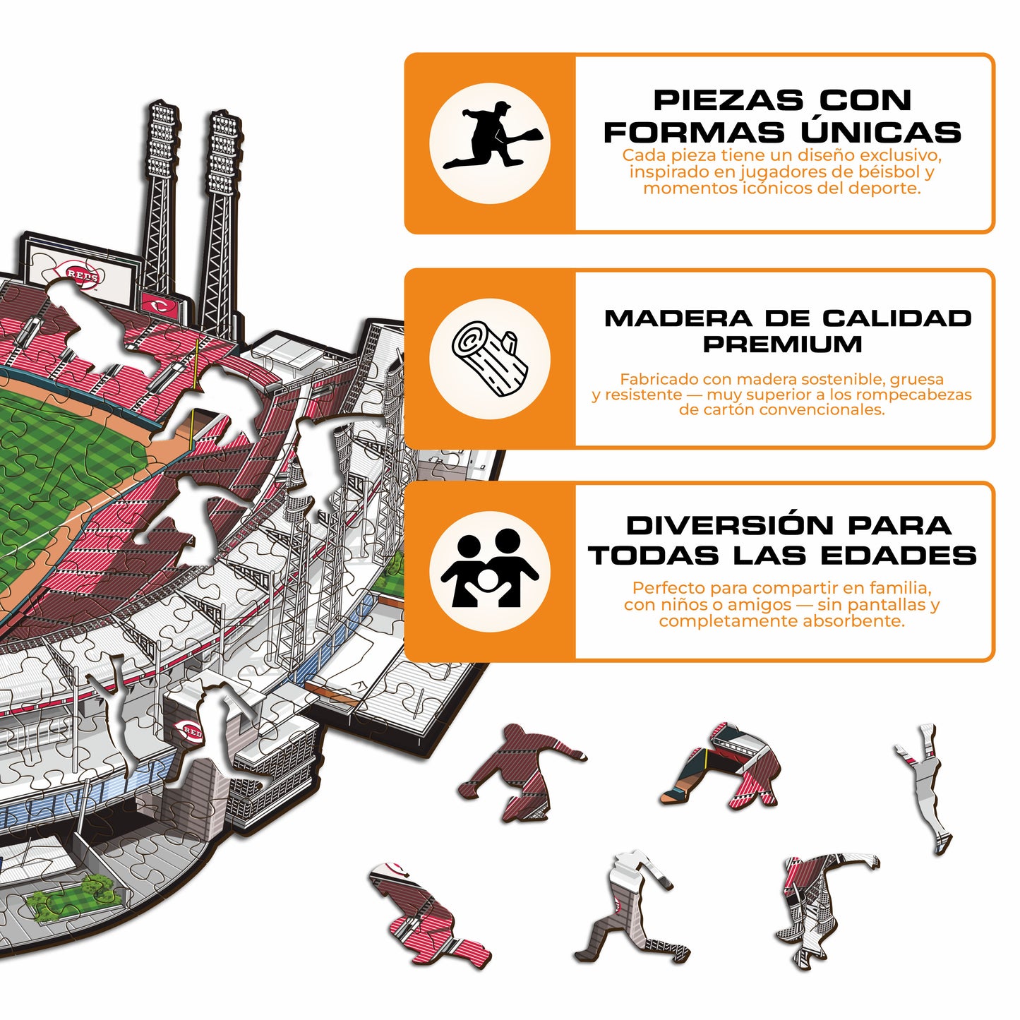 Cincinnati Reds™ Great American Ball Park - Rompecabezas de Madera