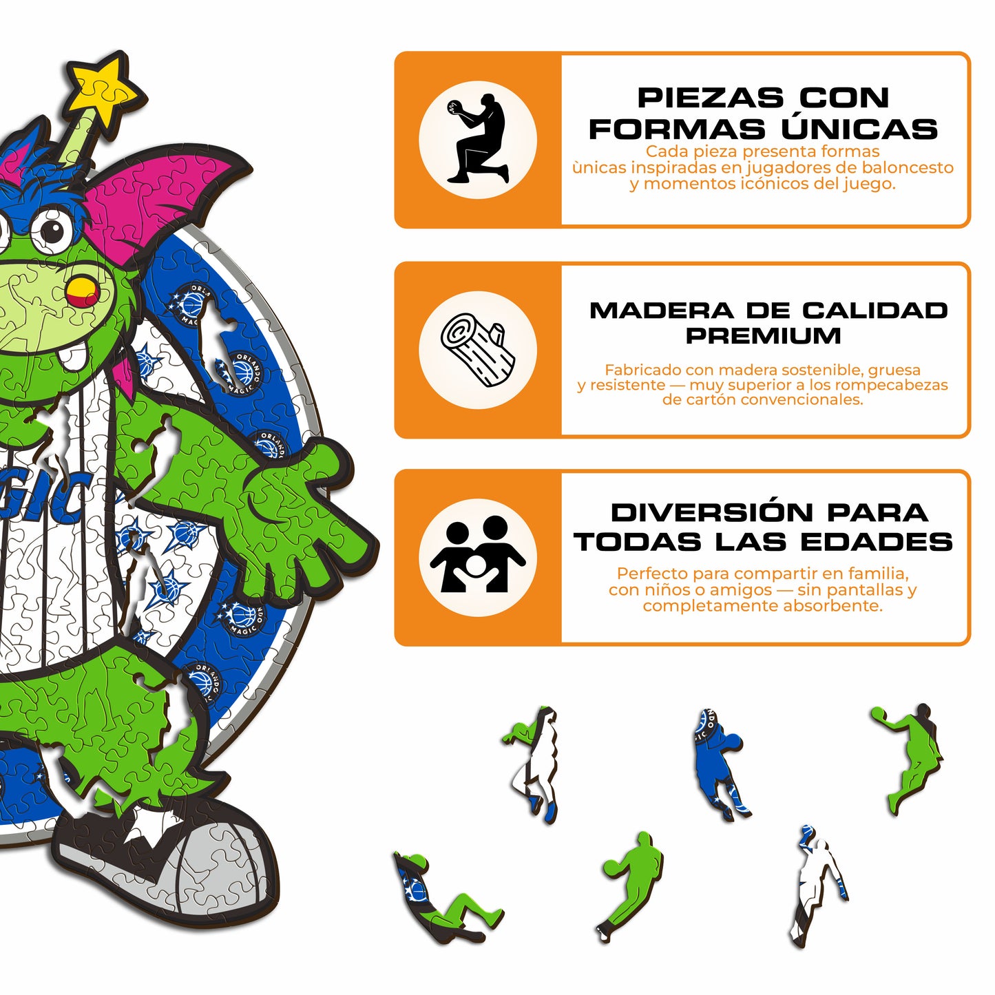 Orlando Magic™ Mascota Rompecabezas de Madera