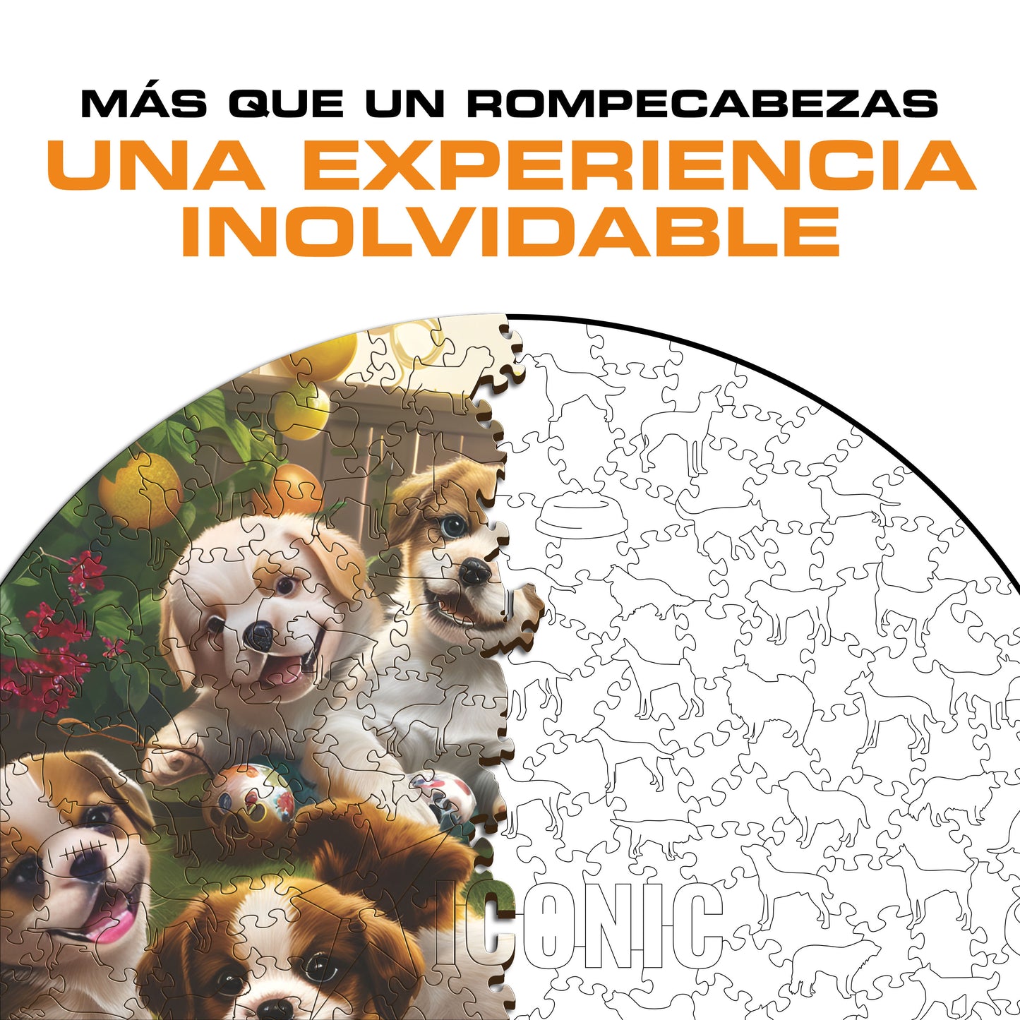Cachorros en el Jardín - Rompecabezas de Madera