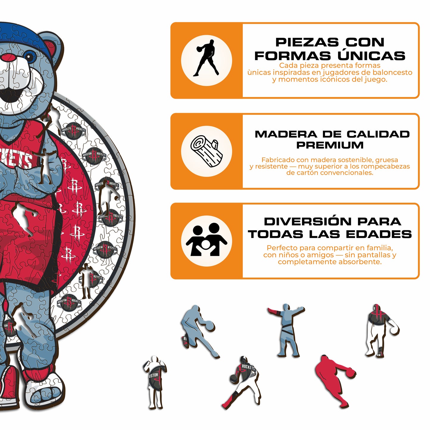 Houston Rockets™ Mascota Rompecabezas de Madera