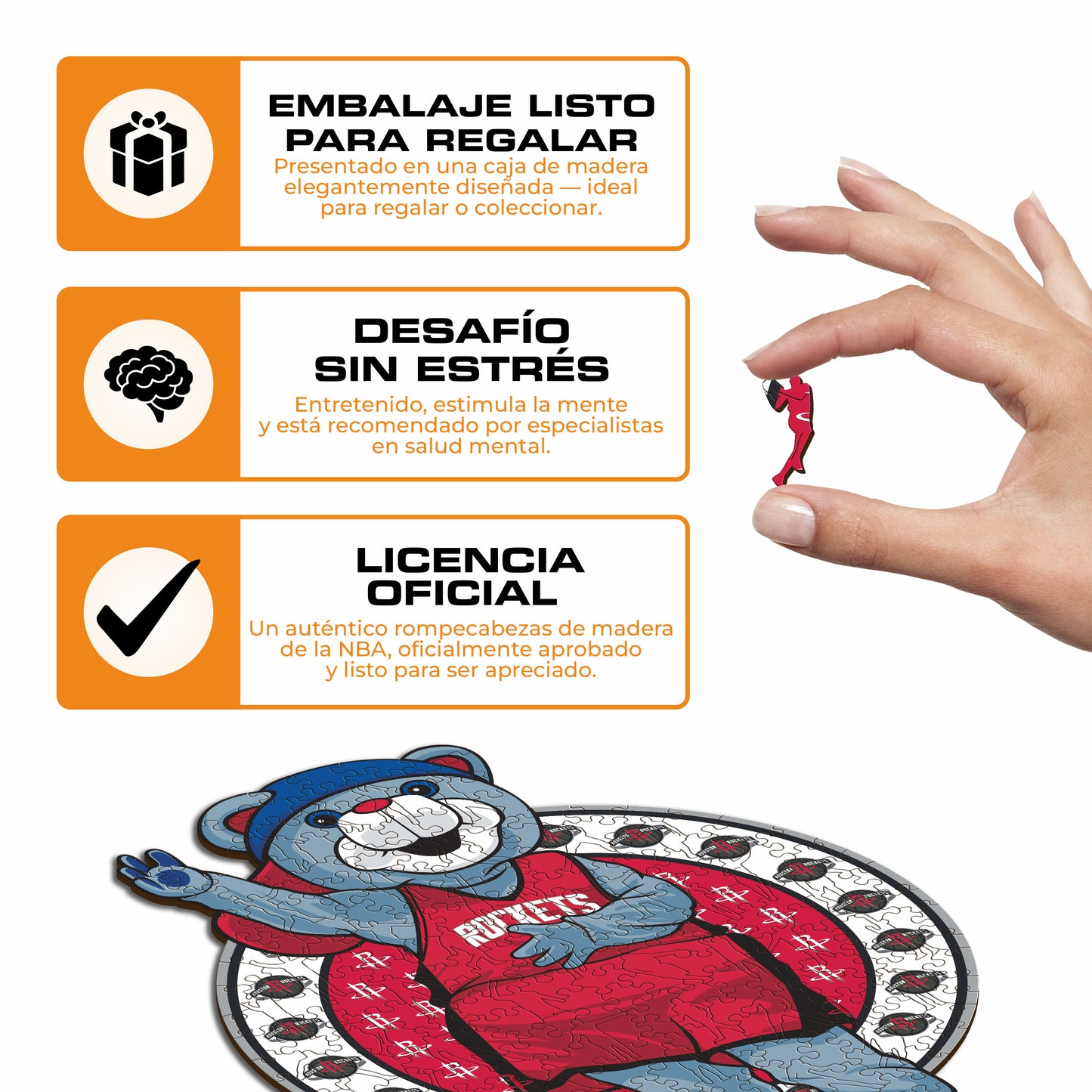Houston Rockets™ Mascota Rompecabezas de Madera