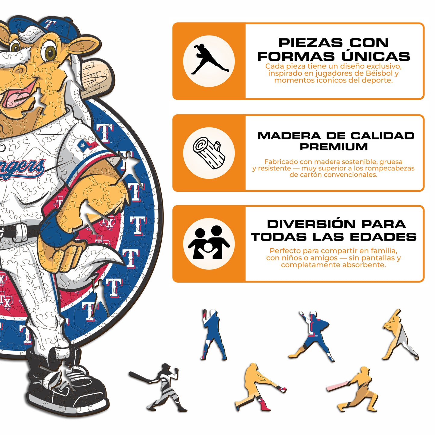 Texas Rangers™ Mascota - Rompecabezas de Madera