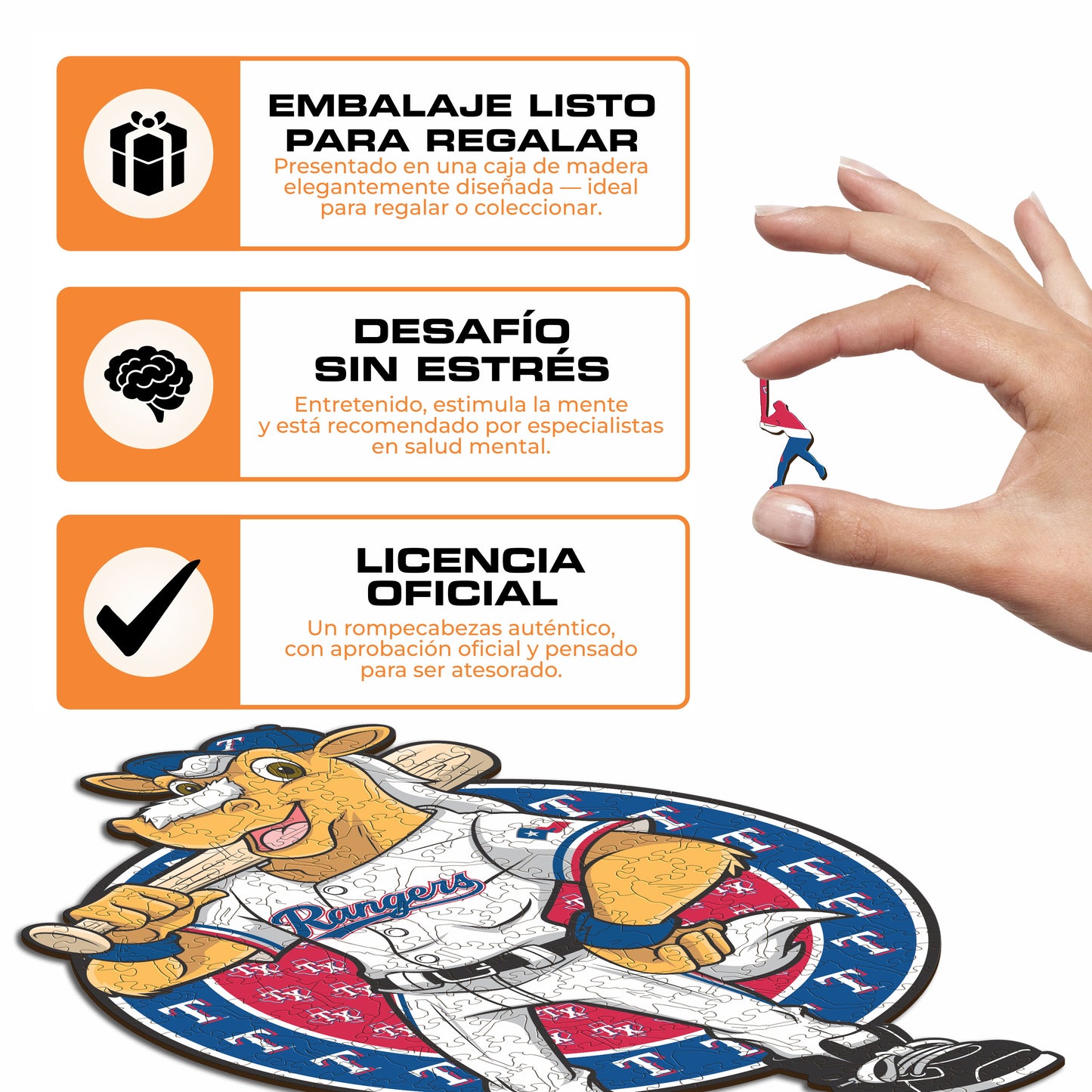 Texas Rangers™ Mascota - Rompecabezas de Madera