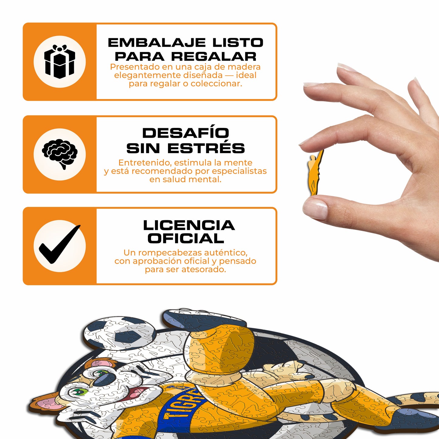 Tigres UANL® Mascota - Rompecabezas de Madera