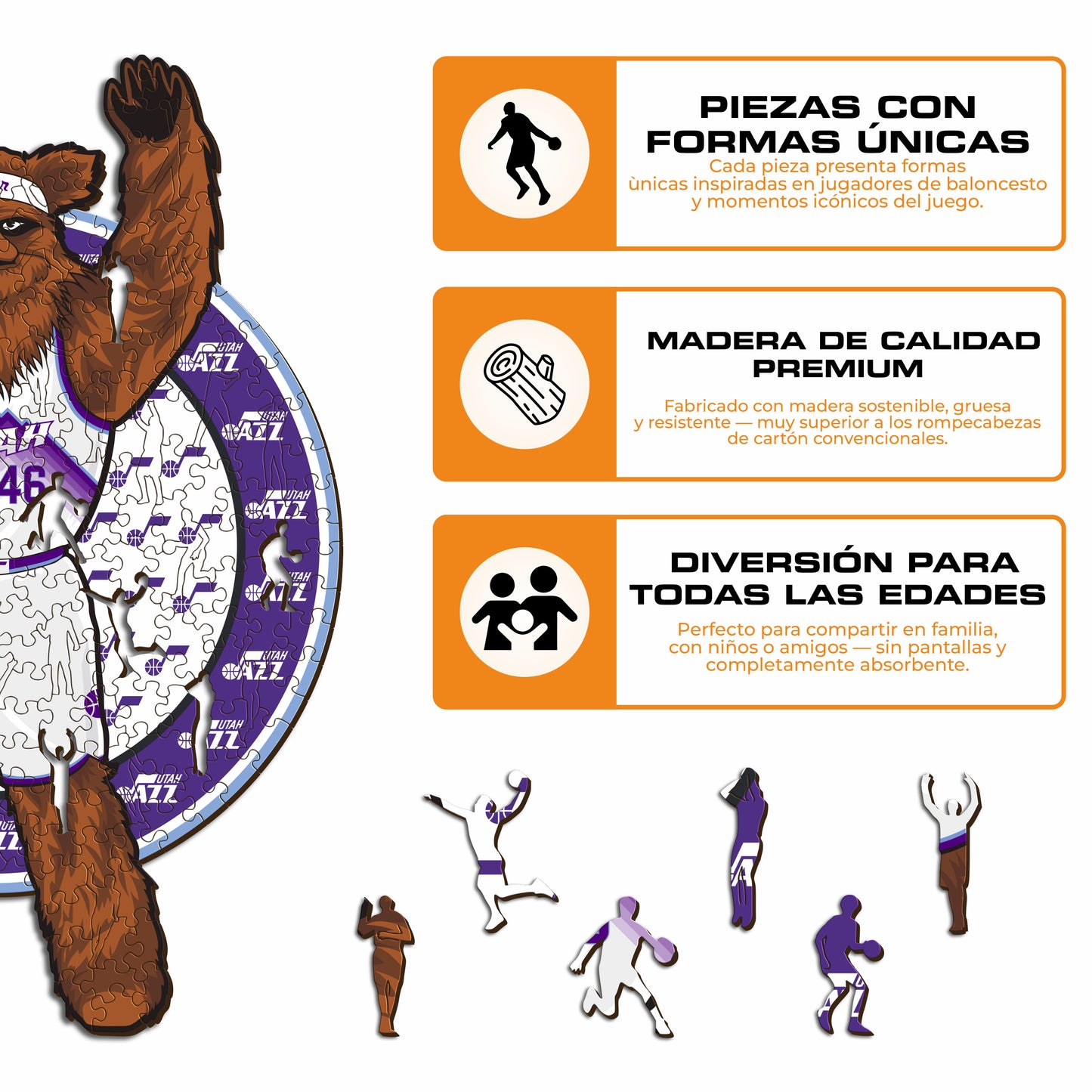 Utah Jazz™ Mascota Rompecabezas de Madera