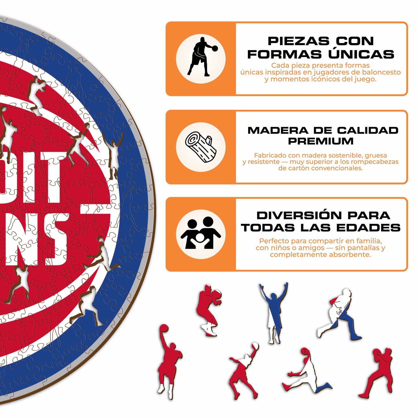 Detroit Pistons™ - Rompecabezas de Madera