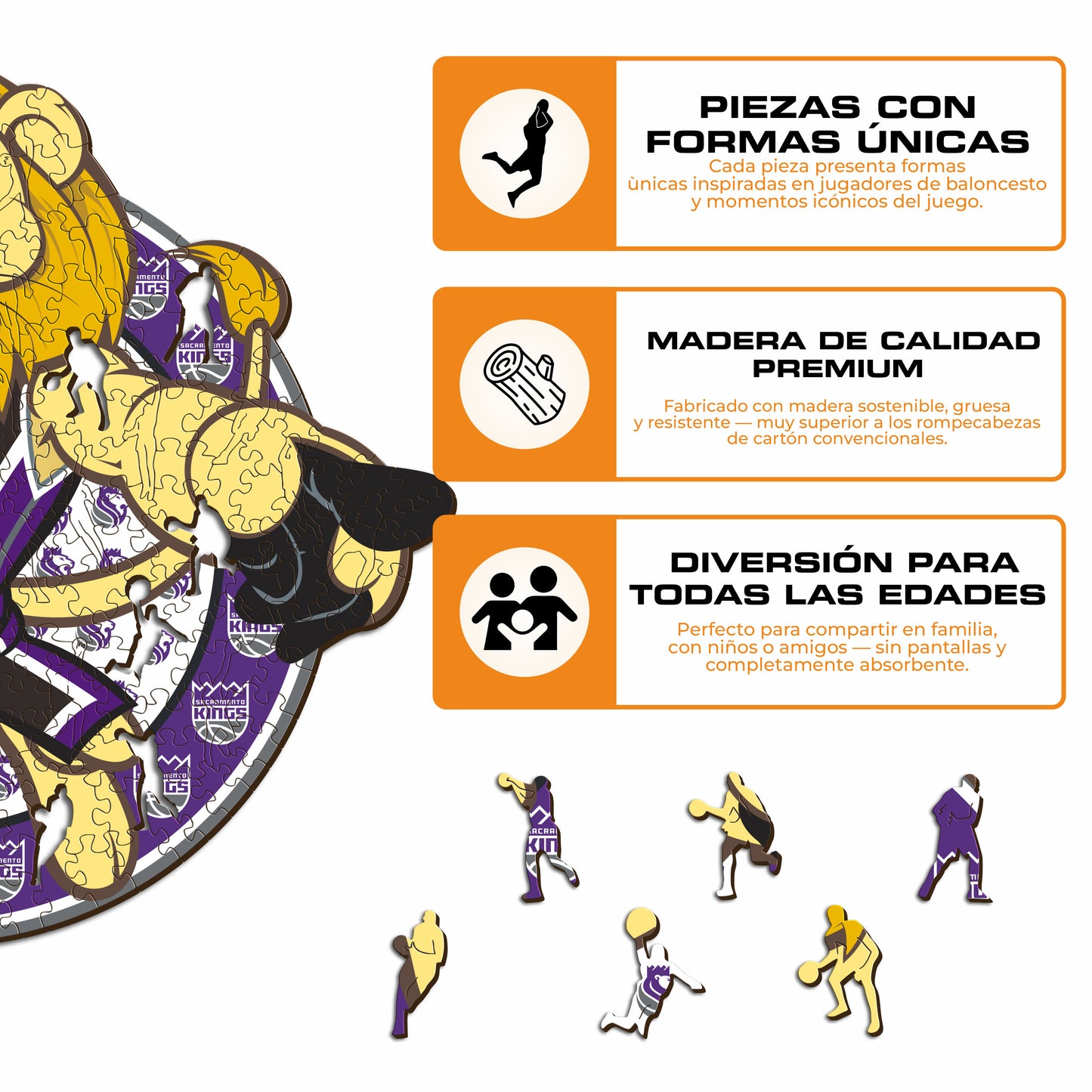 Sacramento Kings™ Mascota Rompecabezas de Madera