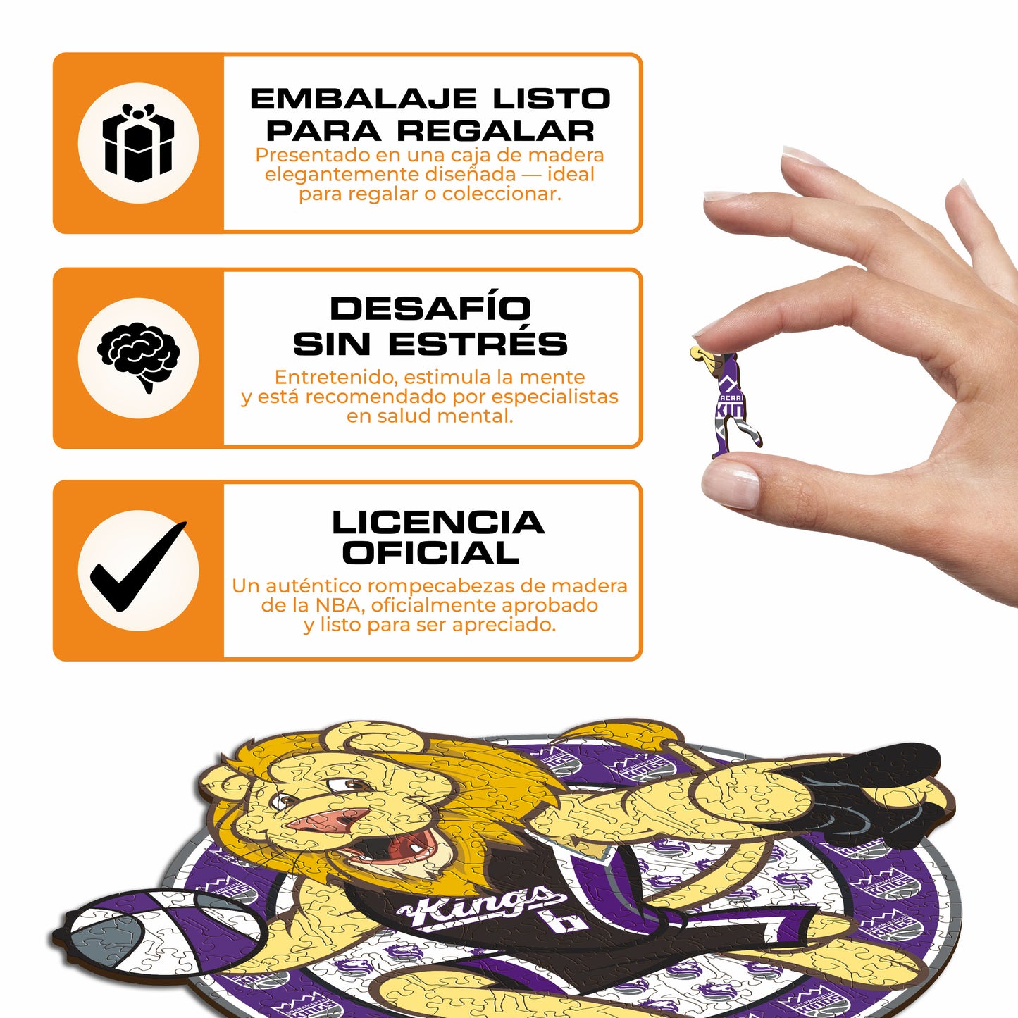 Sacramento Kings™ Mascota Rompecabezas de Madera