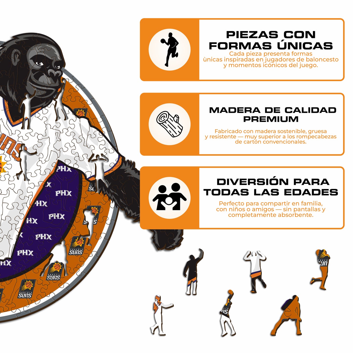 Phoenix Suns™ Mascota Rompecabezas de Madera