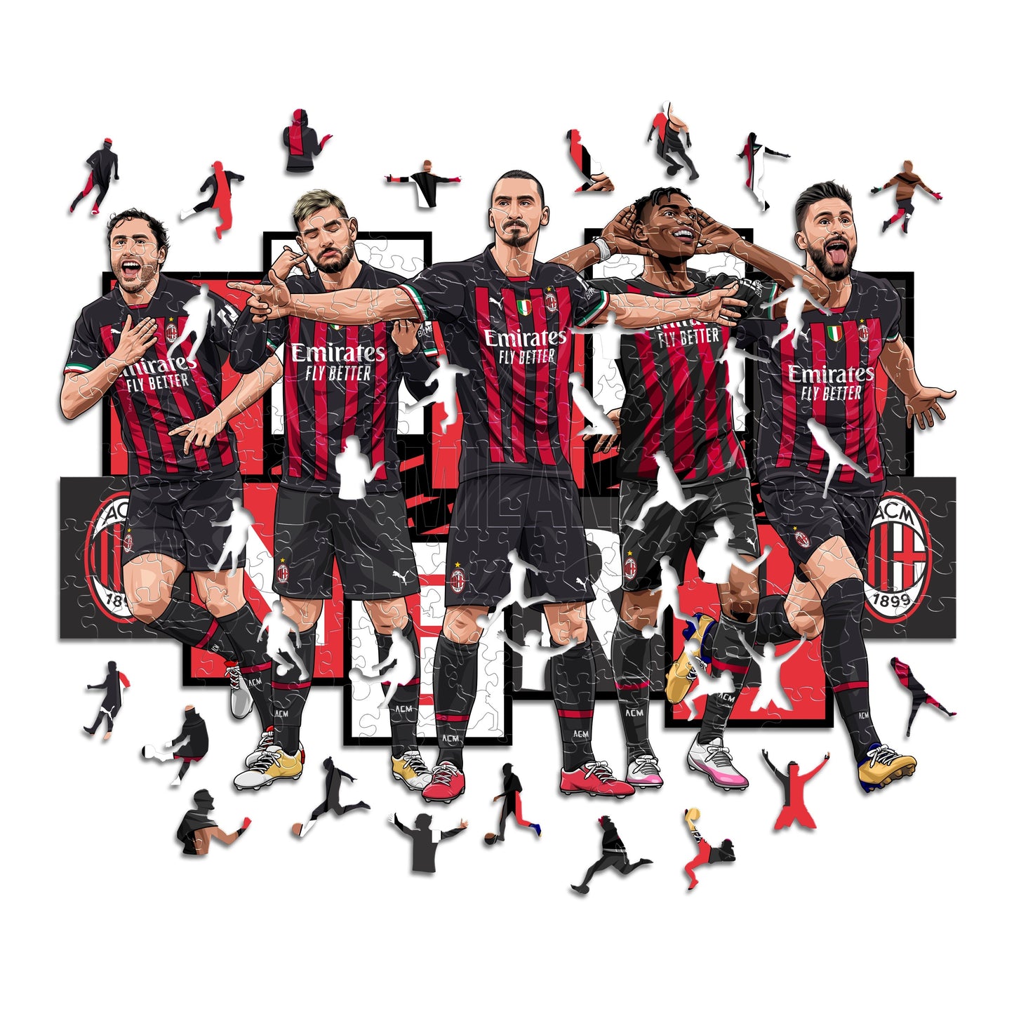 3 PACK Milan® Escudo + Jersey + 5 Jugadores